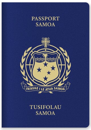 Samoa Passport Cover Featuring Gold Text And Emblem