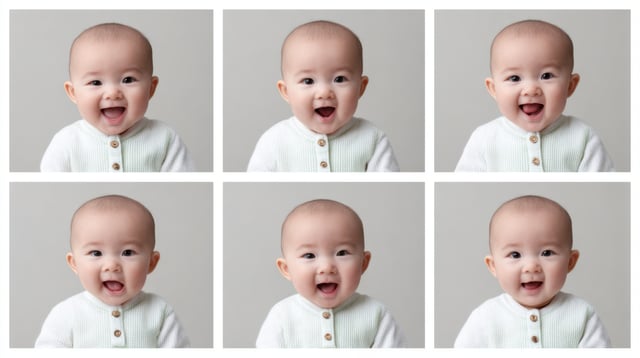 A Captivating Collection Of Six Portrait Images Featuring A Joyful Baby
