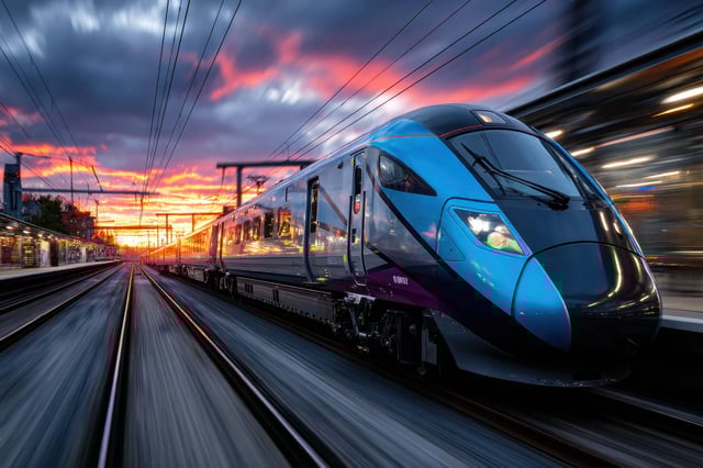 A Train Passing By A Station