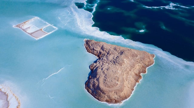 Aerial View To The Blue Salty Lake Djibouti