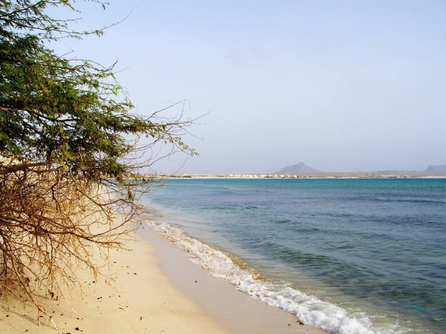 Beach With Town In The Distance