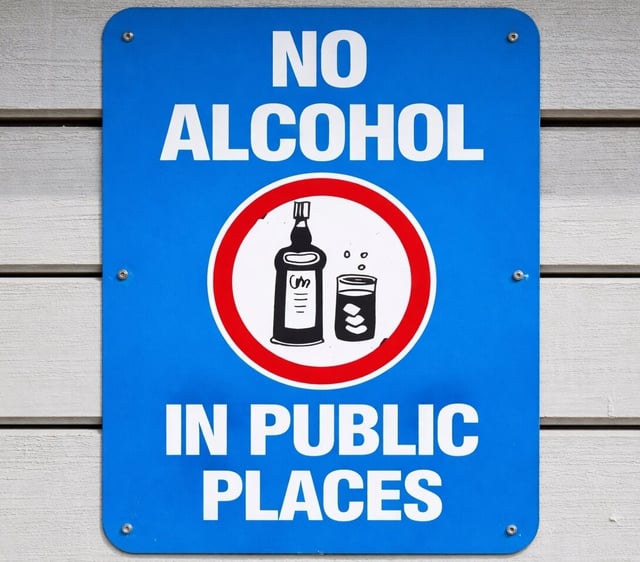 Blue no alcohol public sign Blue no alcohol public sign