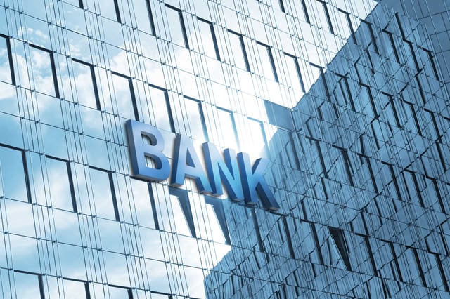 Building with Bank Sign
