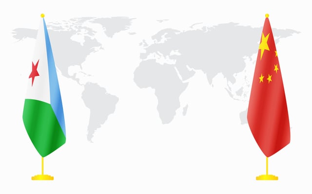 China And Djibouti Flags