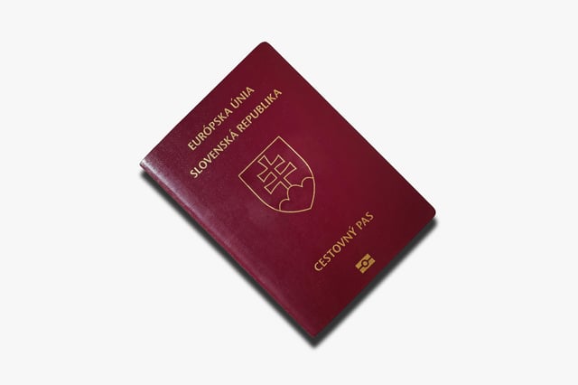 Close Up On A Slovakian Passport Isolated On A White Background