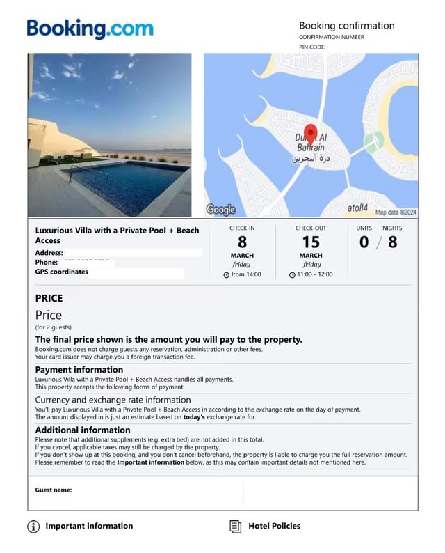 Confirmed Hotel Booking