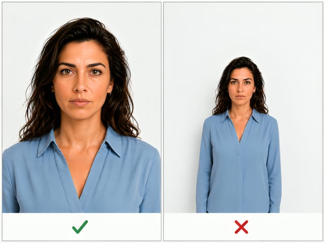 Correct And Incorrect Applicant Photo Framing