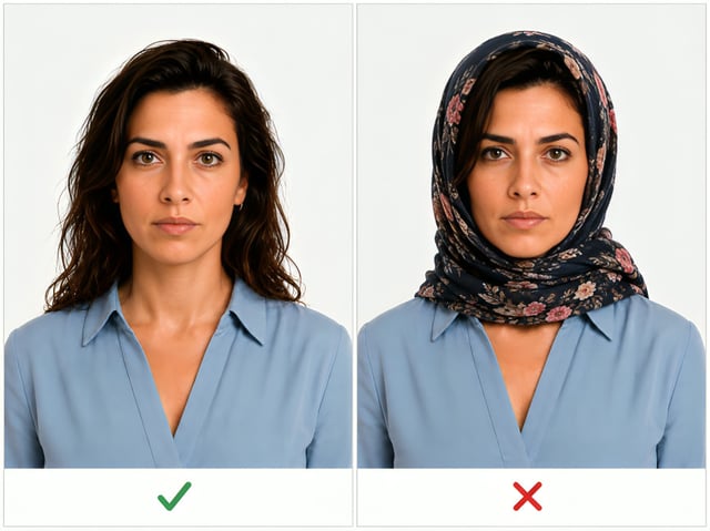 Correct And Incorrect Passport Headwear Photos