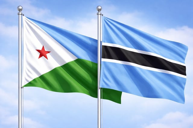 Djibouti and Botswana flags together
