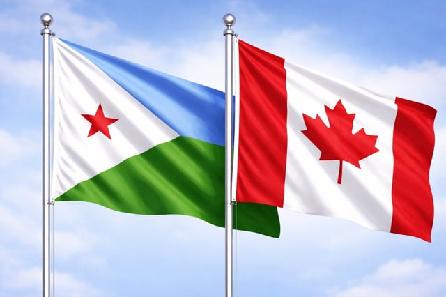 Djibouti and Canada flags together