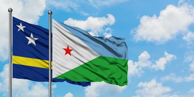 Djibouti And Curacao Flag Waving Together