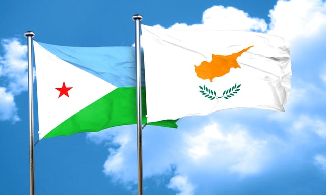 Djibouti And Cyprus Flag Waving Together