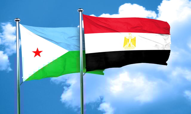 Djibouti And Egypt Flag Waving Together