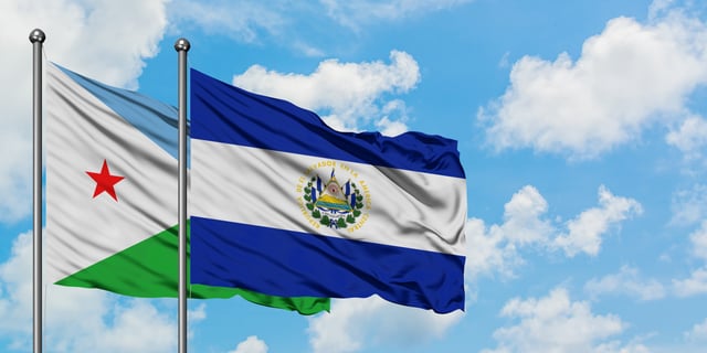 Djibouti And El Salvador Flag Waving Together