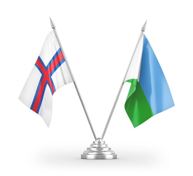Djibouti And Faroe Islands Table Flags Isolated On White