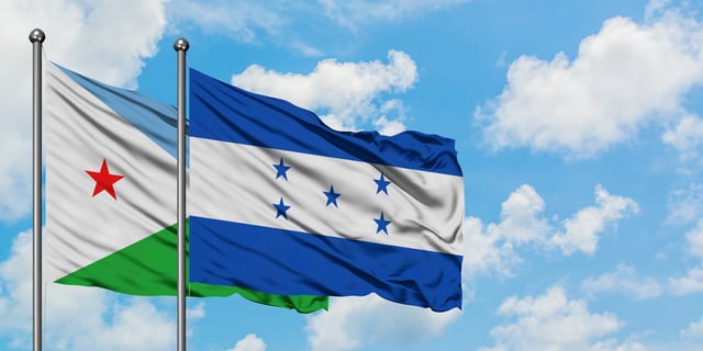 Djibouti And Honduras Flag Waving Together