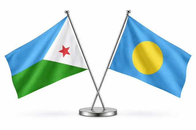 Djibouti and Palau Flags Together