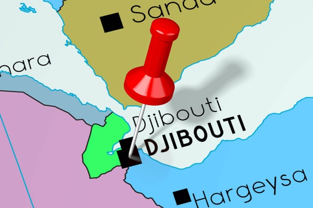Djibouti Country Capital City Pinned On Political Map