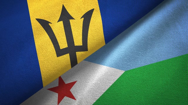 Djibouti and Barbados Flags Together