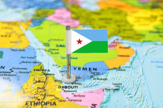 Djibouti Flag Over World Map