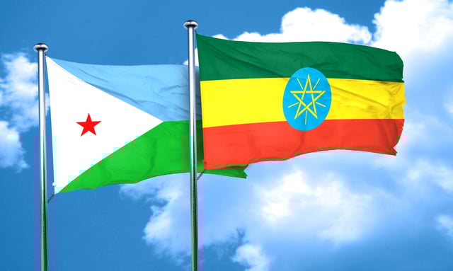 Djibouti Flag With Ethiopia Flag