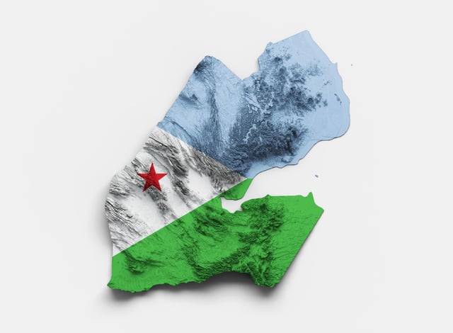 Djibouti Map Flag Shaded Relief Color