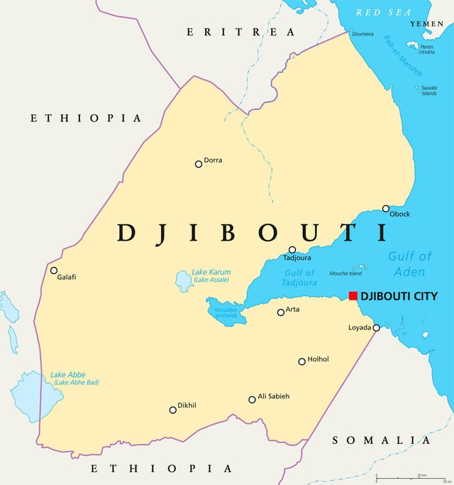 Djibouti Political Map With Capital Djibouti City
