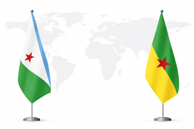 Flags Of Djibouti And French Guiana