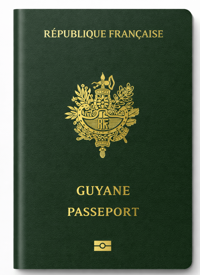 French Guiana Passport Close Up Shot