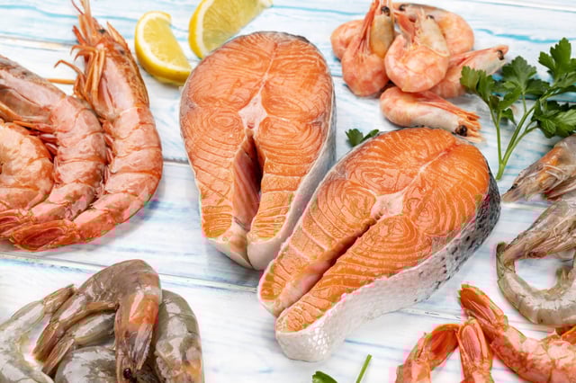 Fresh seafood with shrimp and shellfish