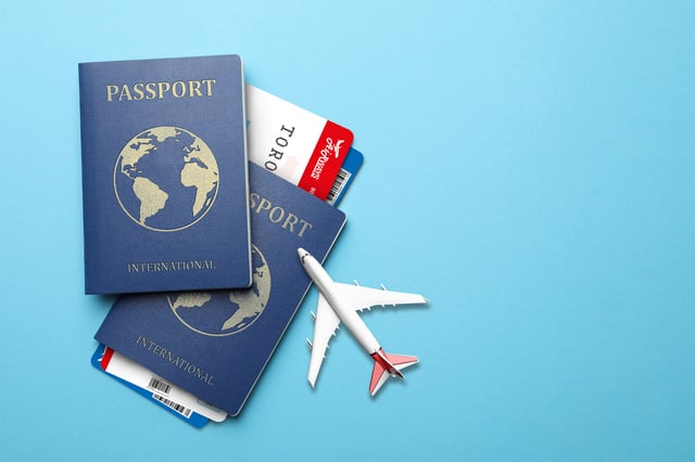 International Passports Boarding Passes And Airplane Model