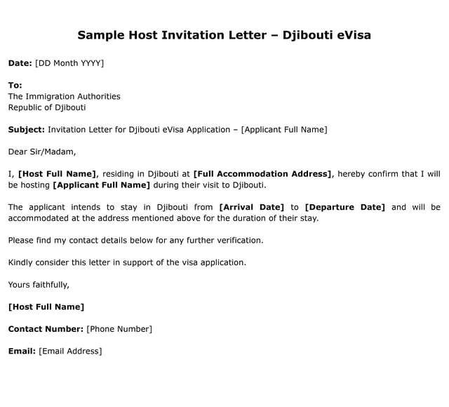 Invitation Letter From A Host