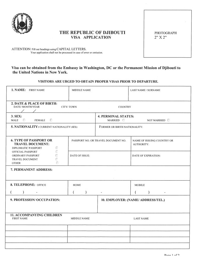Long Term Visa Application Form