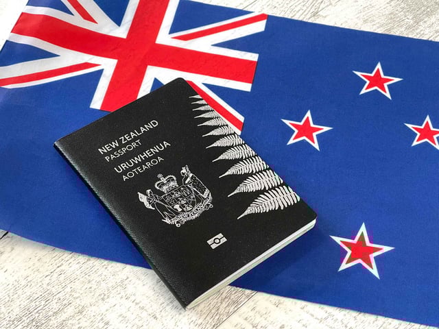 New Zealand Passport On National Flag