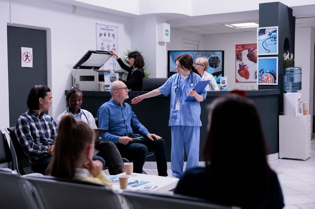 Patients Waiting Inside A Hospital