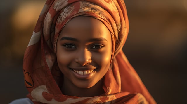 Portrait Of A Beautiful African Woman Wearing A Headscarf
