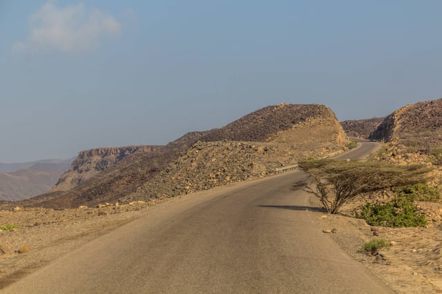 Rn9 Road Through The Desert Landscape Of Djibouti