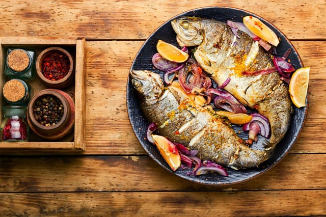 Roasted trout with lemon