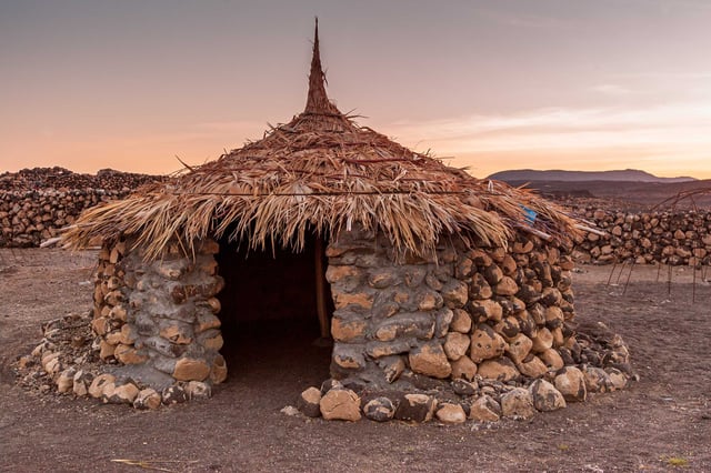 Rock And Straw Made Tourism Shelter At Lake Abhe Bad