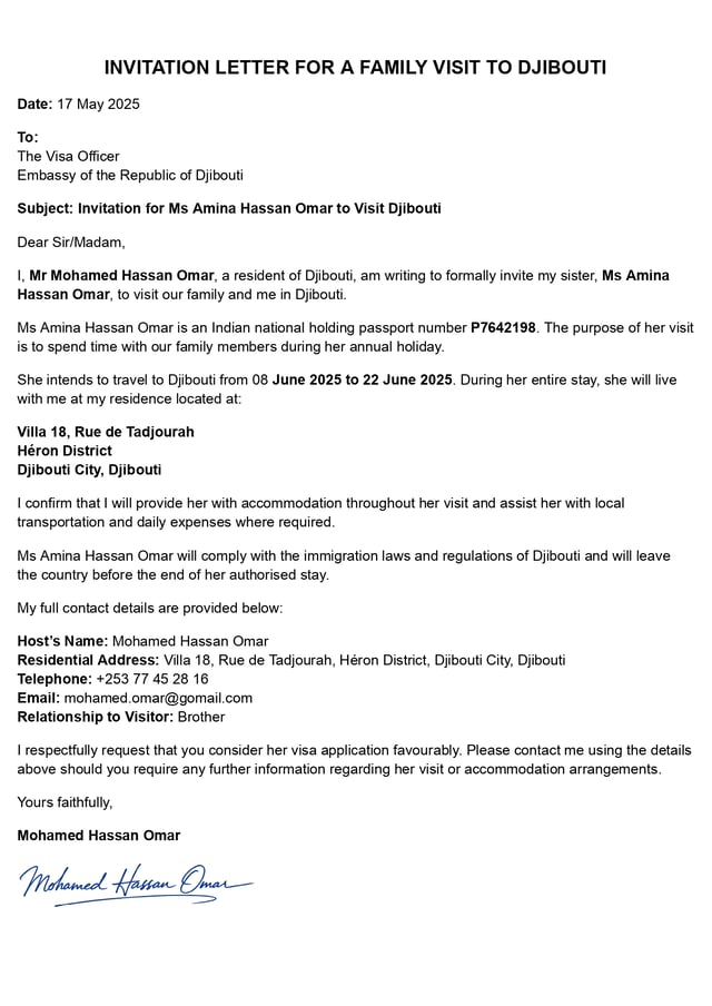 Sample of Invitation Letter