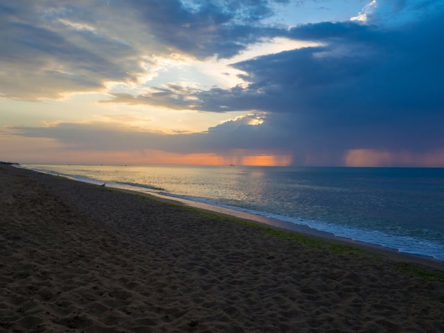 Thunderstorm At Sea At Dusk