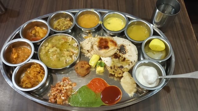 Traditional Food Thali From Gujarat India