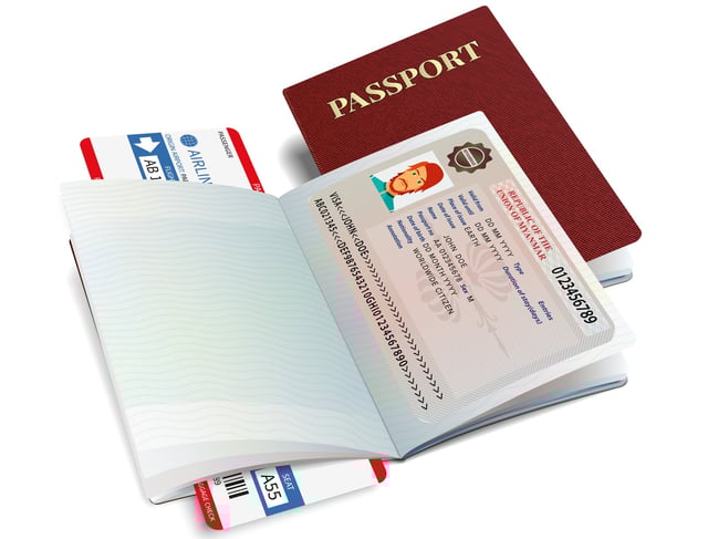 Vector International Passport With Myanmar Visa
