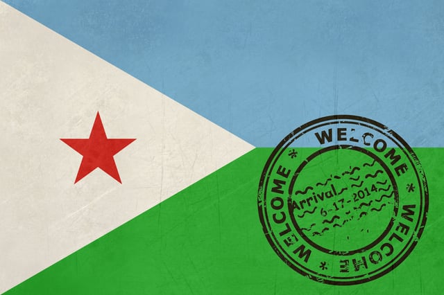Welcome To Djibouti Flag With Passport Stamp