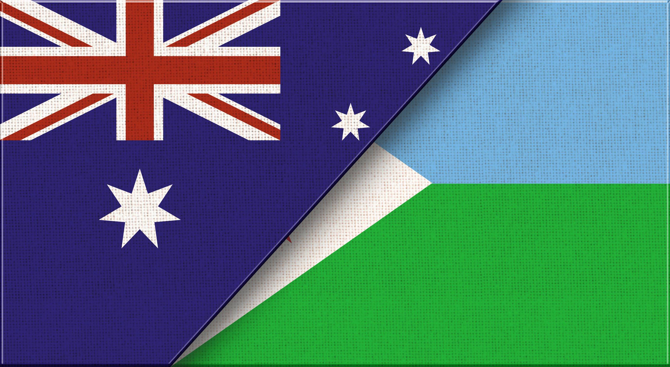 Djibouti and Australia Flags Together Djibouti and Australia Flags Together