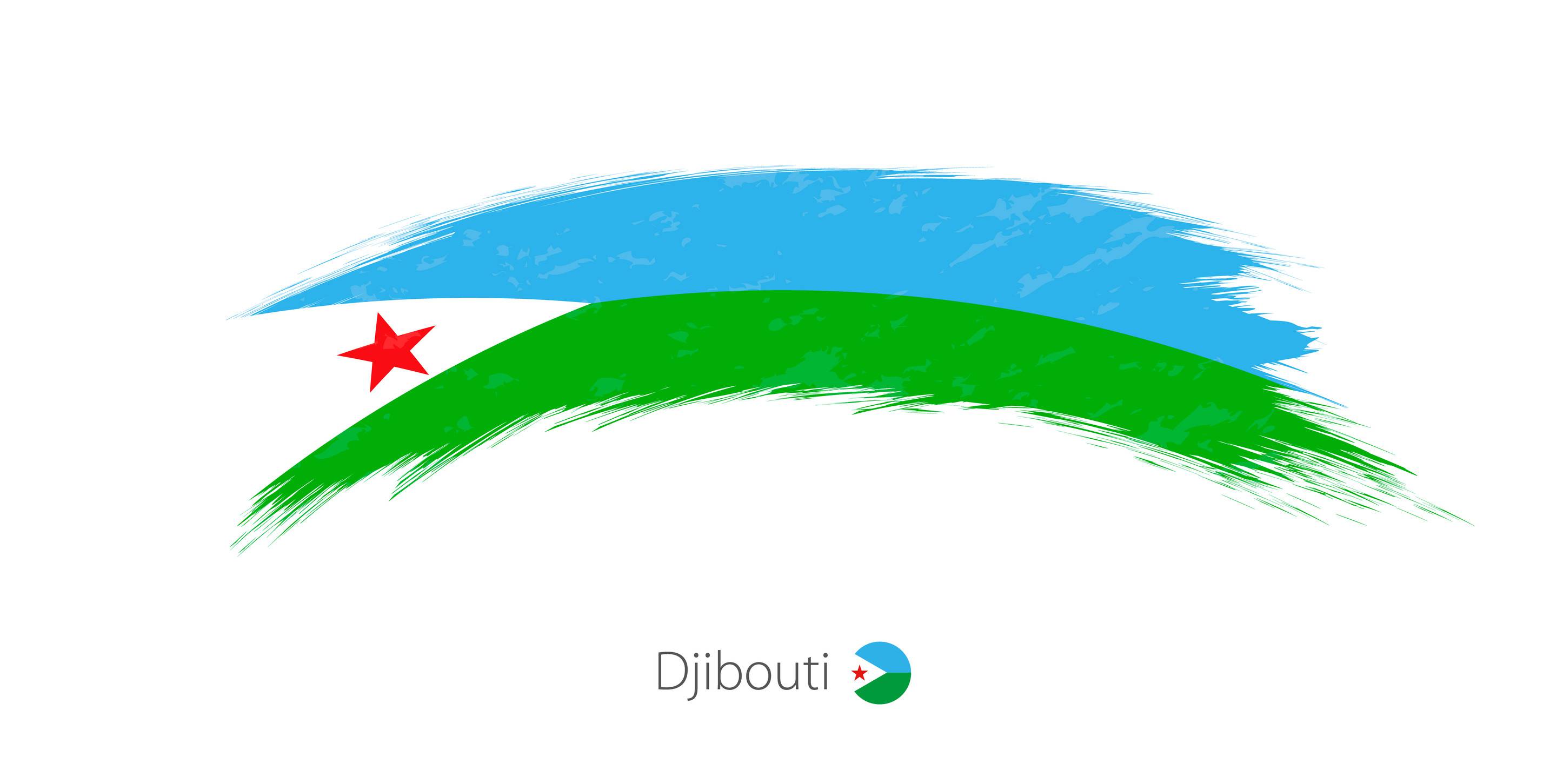 Flag Of Djibouti In Rounded Grunge Brush Stroke