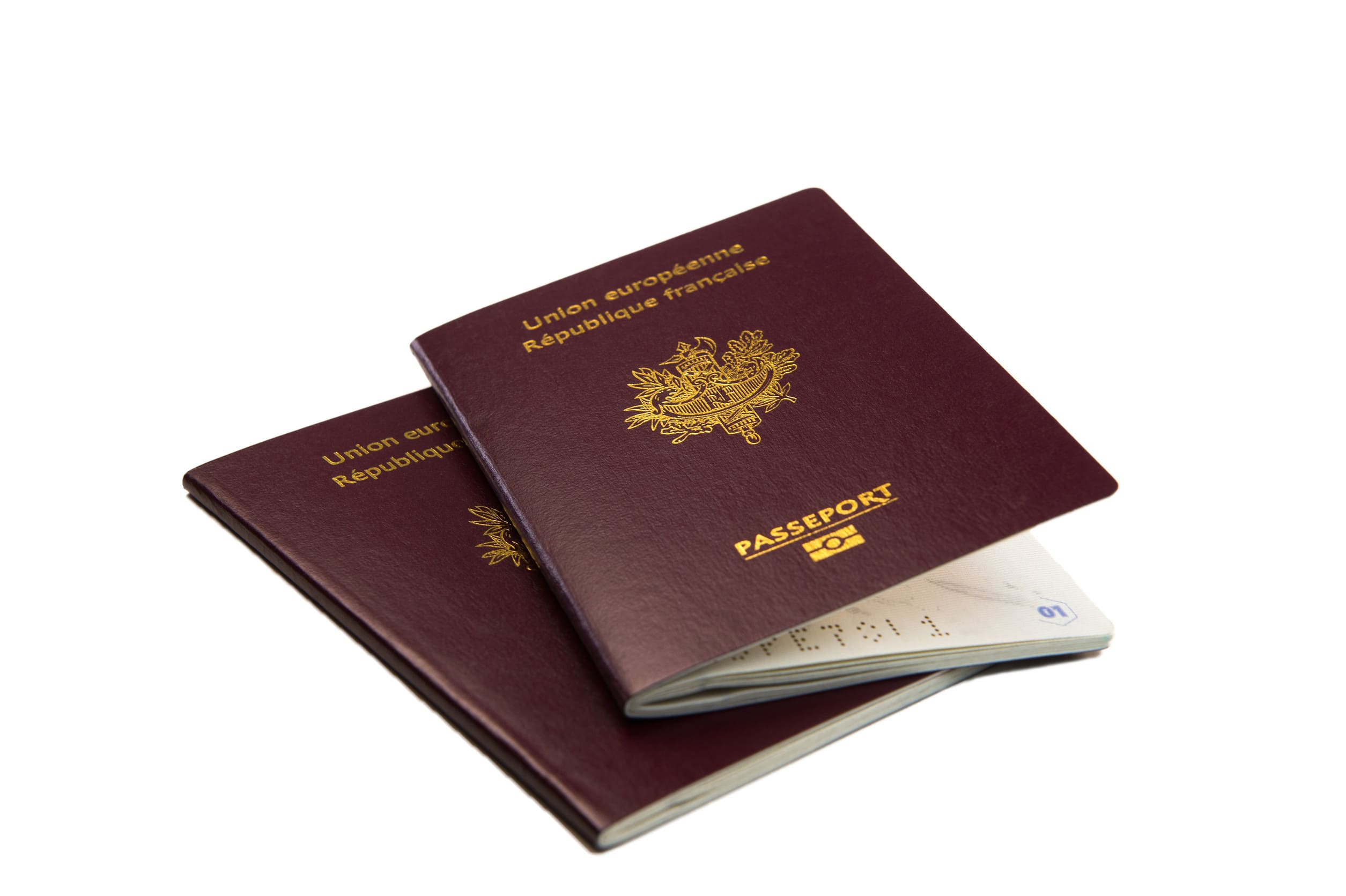 French Passports On A White Background