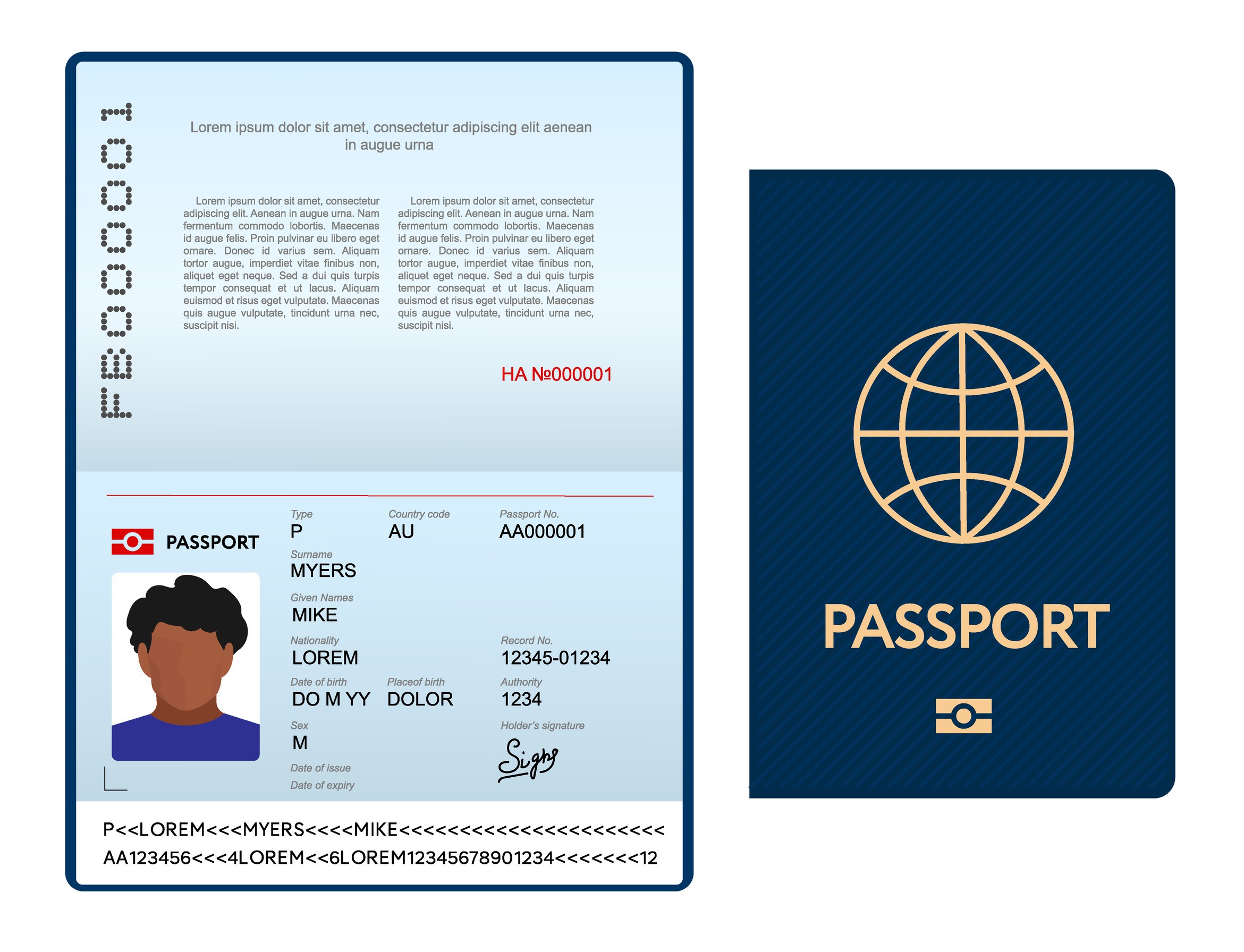 International Passport Template With Blue Cover International Passport Template With Blue Cover