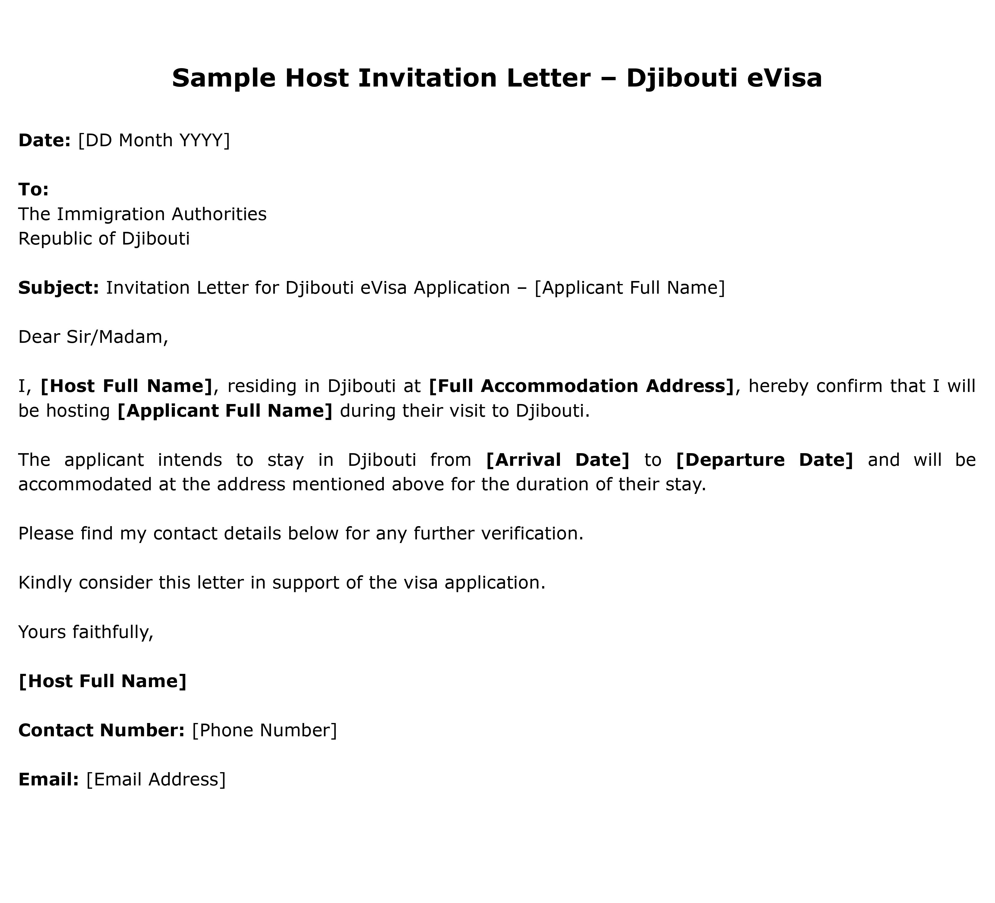 Invitation Letter From A Host