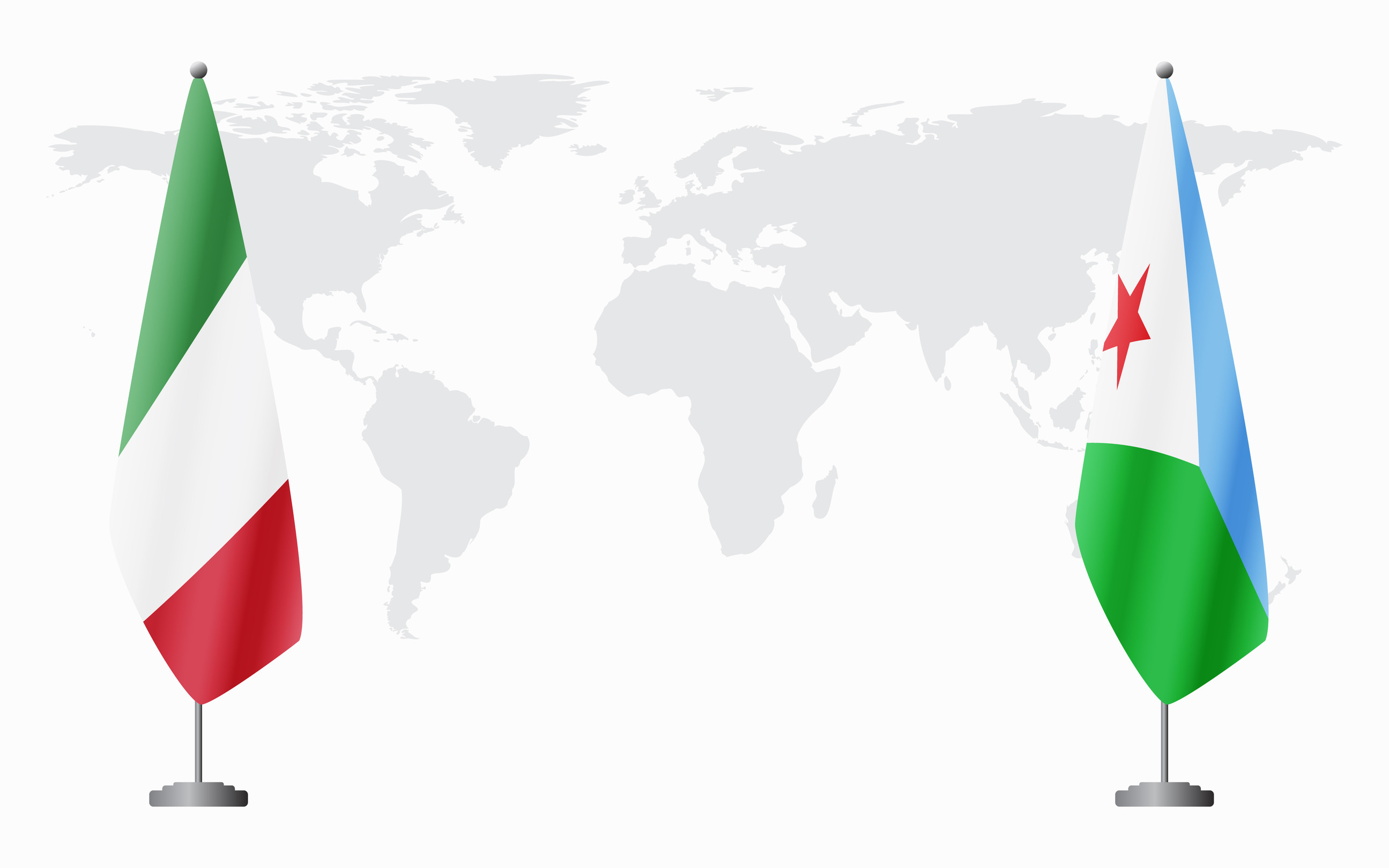 Italy And Djibouti Flags Italy And Djibouti Flags